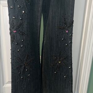 AZI Embellished Wide Leg Jeans, Size 6